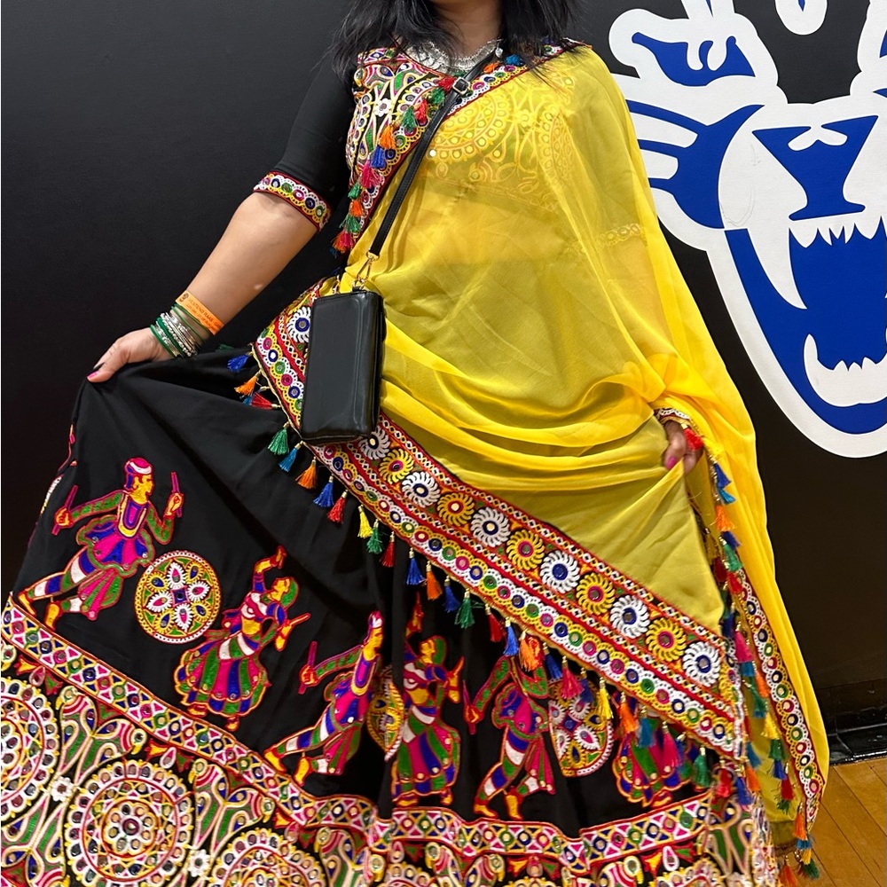 Ethnic Indian Wear Black and Yellow Wedding Dress